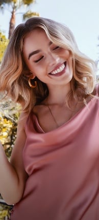 Woman with healthy looking blonde hair