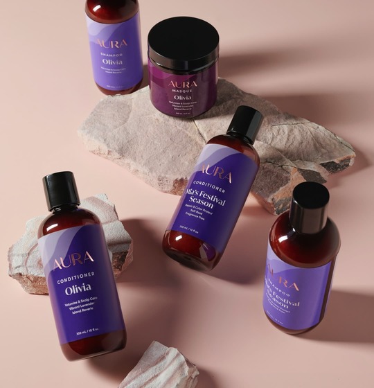 Aura personalized shampoo, conditioner, and mask