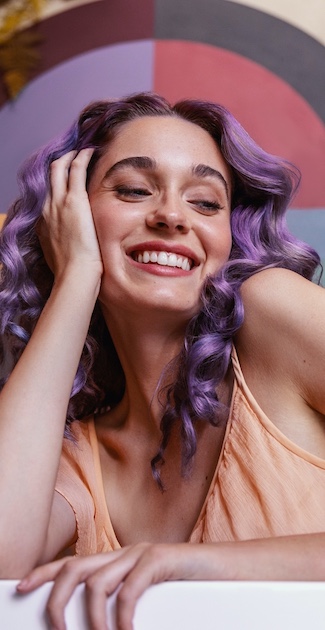 Woman with purple hair color